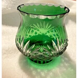 Vtg Emerald Green Lead Crystal Legends Cut Votive Candle Holder Godinger NIB